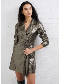 French Connection Alara Molten Metallic Dress-Hand In Pocket