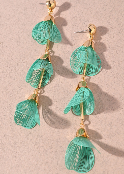 Meadow Leaf Drop Earrings-Turquoise-Hand In Pocket