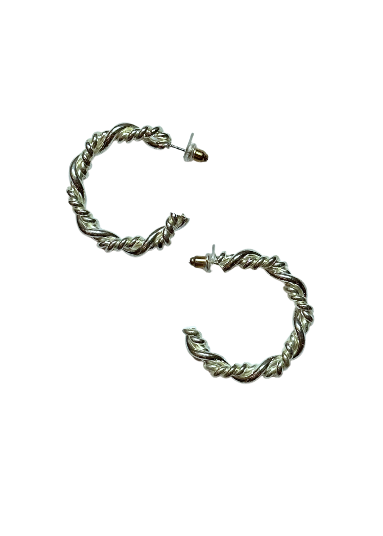 Eden Twisted Hoops - Silver-Hand In Pocket