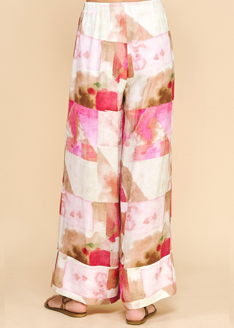 Madeline Abstract Print Tank and Pants Set-Hand In Pocket