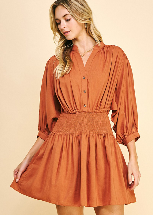 Sable Mini Dress- Pumpkin ***FINAL SALE***-Hand In Pocket