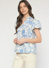 Melody Puff Sleeve Top - Blue-Hand In Pocket