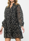 Evangeline Long Sleeve Textured Dress - Black-Hand In Pocket