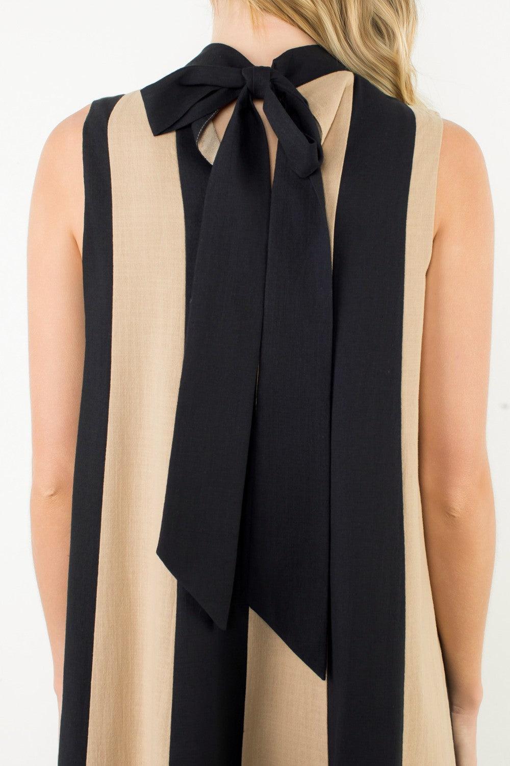 THML Melody Colorblock Halter Dress - BK-Hand In Pocket