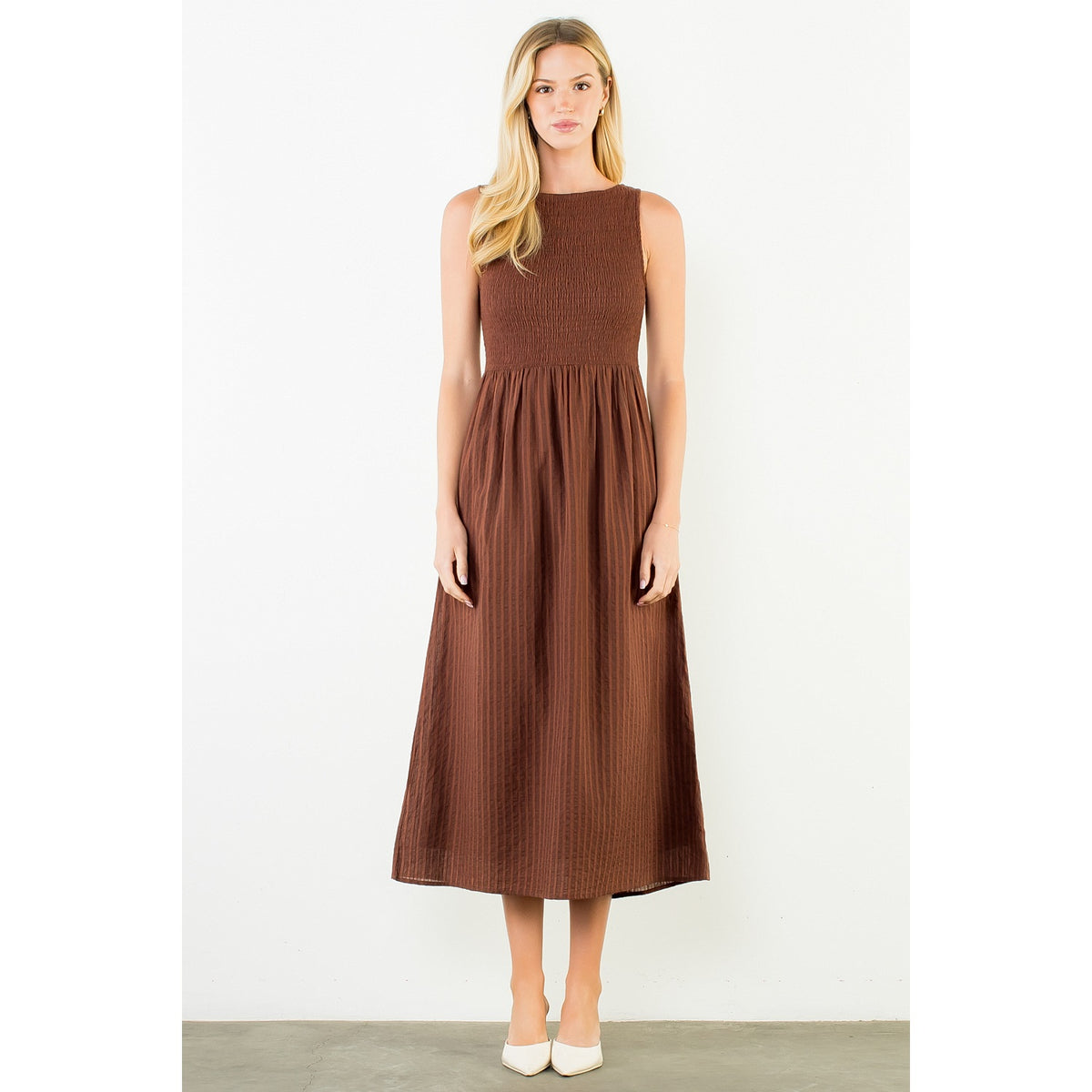 THML Madeline Dress - Brown-Hand In Pocket