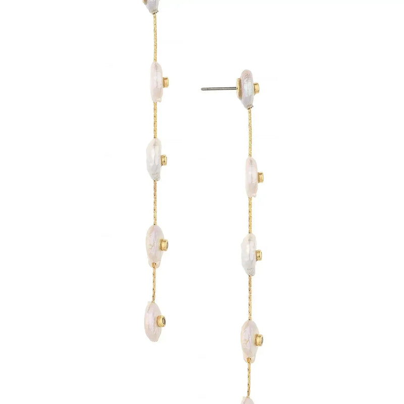 Falling Pearl and Crystal Dotted Earrings-Hand In Pocket