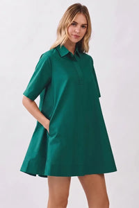 Jordan Mini Shirt Dress- Hunter