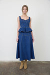 Savannah Peplum Top - Denim-Hand In Pocket