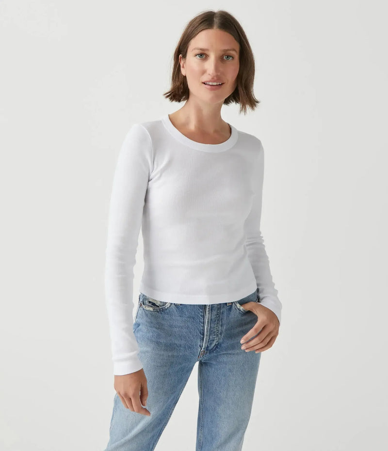 Michael Stars Orion Crop Tee - White-Hand In Pocket
