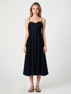 French Connection Cotton Sateen Midi Dress- Marine-Hand In Pocket