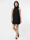 French Connection Ennis Satin Dress- Black-Hand In Pocket
