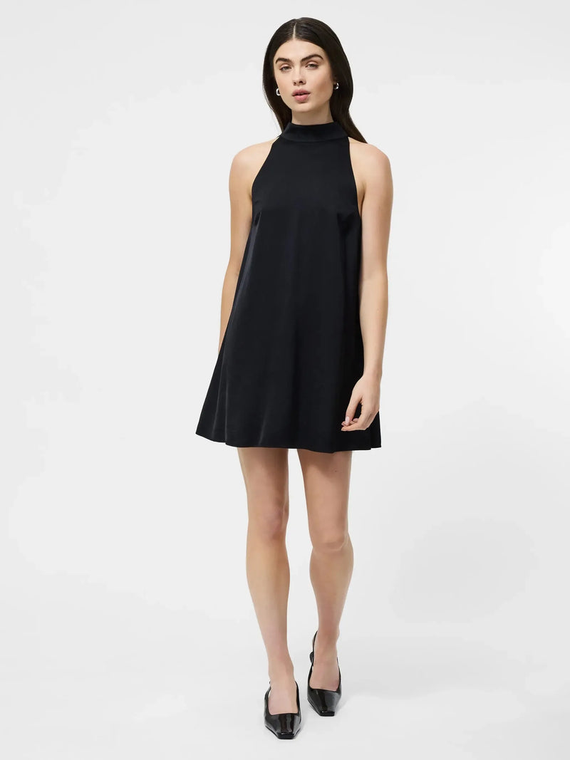 French Connection Ennis Satin Dress- Black-Hand In Pocket