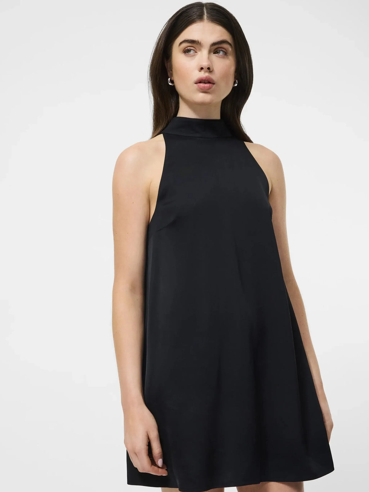 French Connection Ennis Satin Dress- Black-Hand In Pocket