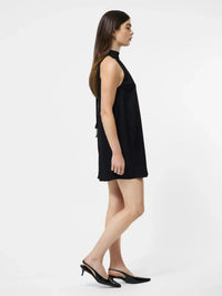 French Connection Ennis Satin Dress- Black-Hand In Pocket