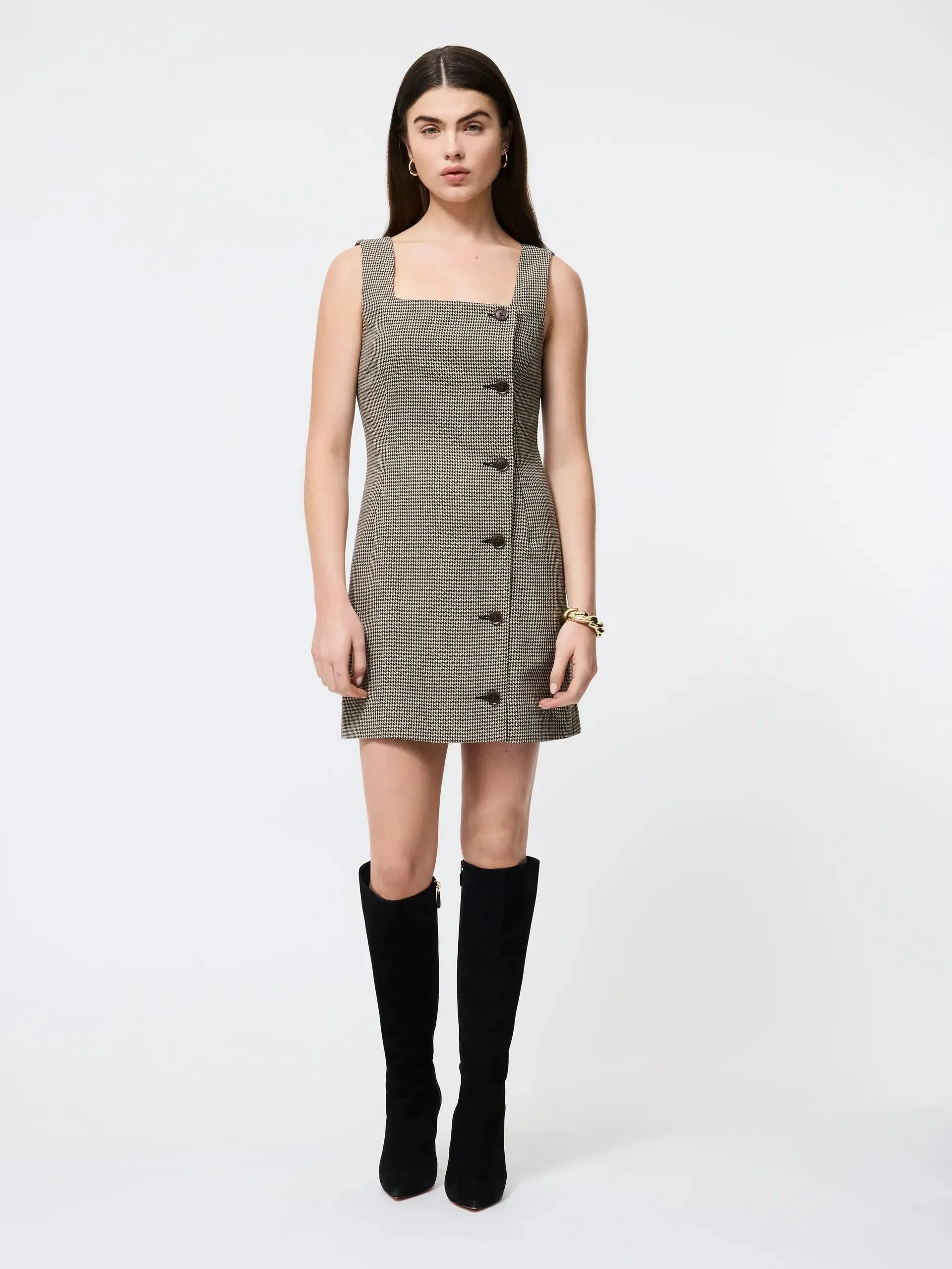 brown houndstooth dress French Connection Houndstooth Mini Dress- Brown ***FINAL SALE*** – Hand In Pocket