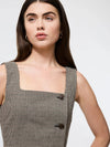 French Connection Houndstooth Mini Dress- Brown-Hand In Pocket