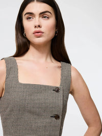 French Connection Houndstooth Mini Dress- Brown-Hand In Pocket