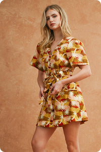 Sunburst Belted Mini Dress - Multi-Hand In Pocket