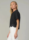 Joe's Jeans Eyelet Short Sleeve Top- Black-Hand In Pocket