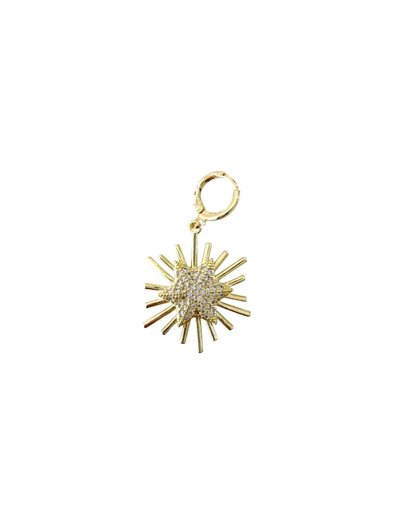 Brown Herringbone Scarf Necklace :Bright Star Pendant-Hand In Pocket