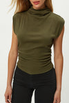 Michael Stars Amara Mock Neck Top - Topiary-Hand In Pocket