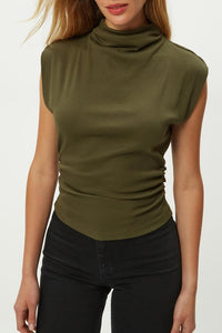 Michael Stars Amara Mock Neck Top - Topiary-Hand In Pocket