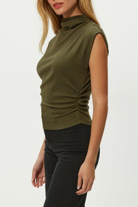 Michael Stars Amara Mock Neck Top - Topiary-Hand In Pocket