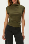 Michael Stars Amara Mock Neck Top - Topiary-Hand In Pocket