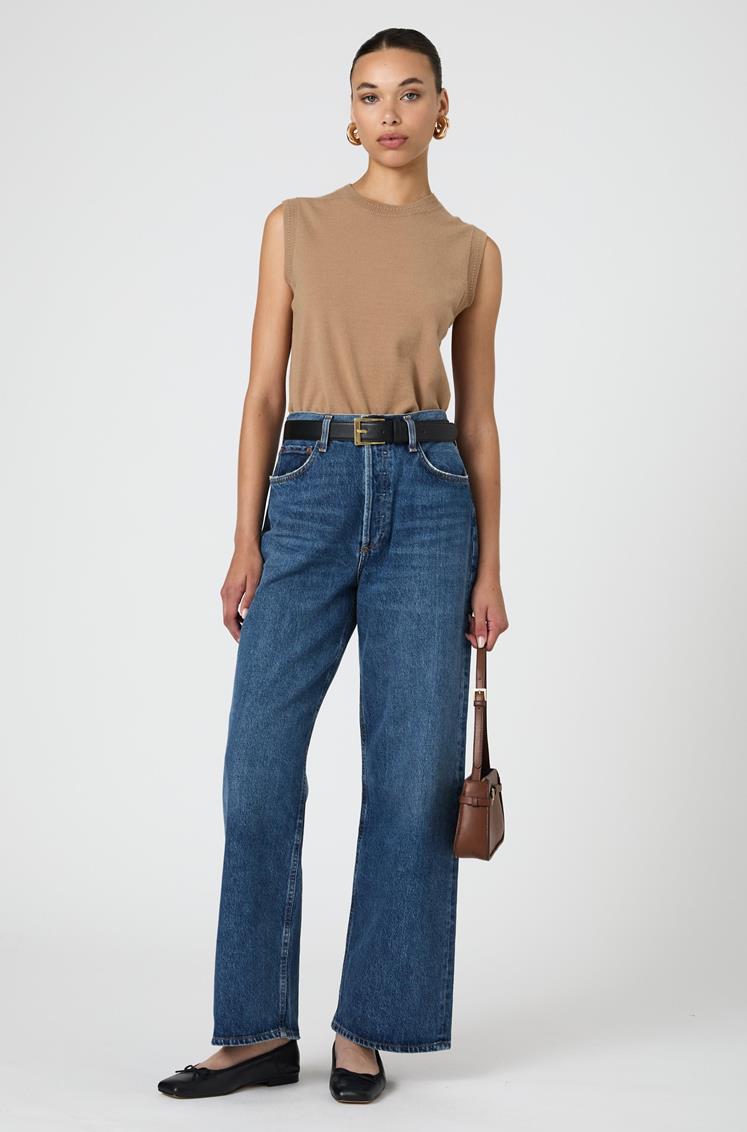 French Connection Cosysoft Sleeveless Vest- Camel-Hand In Pocket