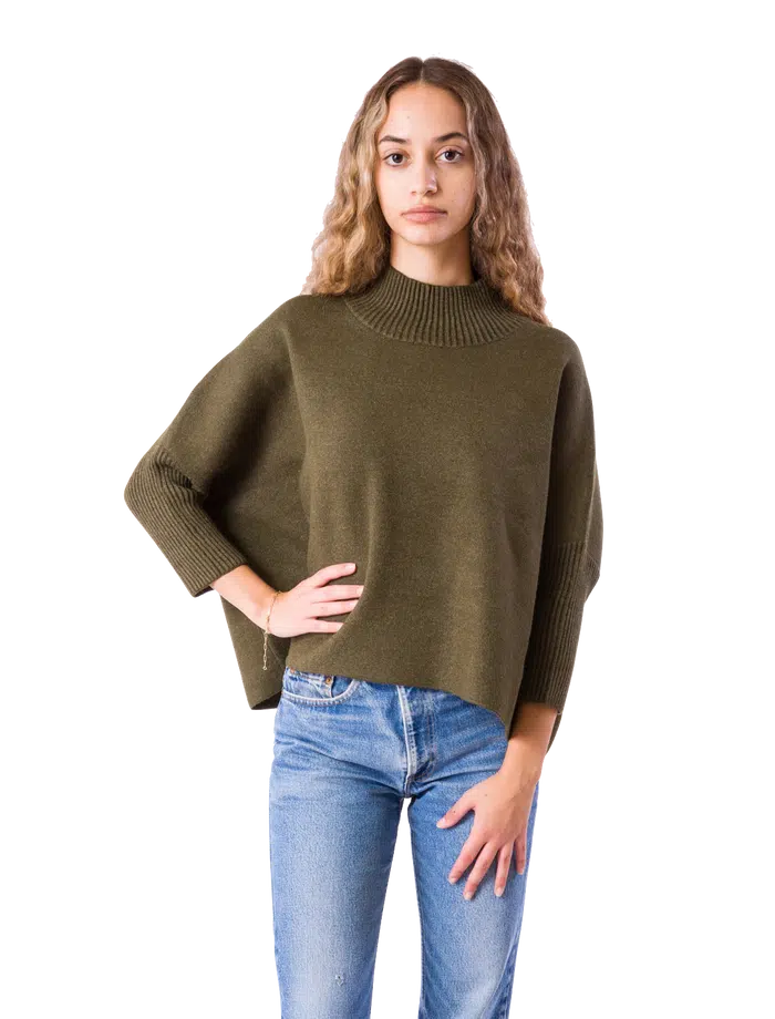 Aja Sweater- Olive-Hand In Pocket