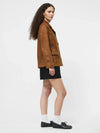 French Connection Laney Faux Suede Jacket- Tan-Hand In Pocket