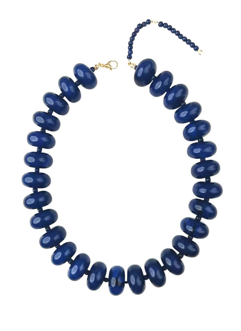 Bailey Chunky Beaded Necklace- Navy-Hand In Pocket