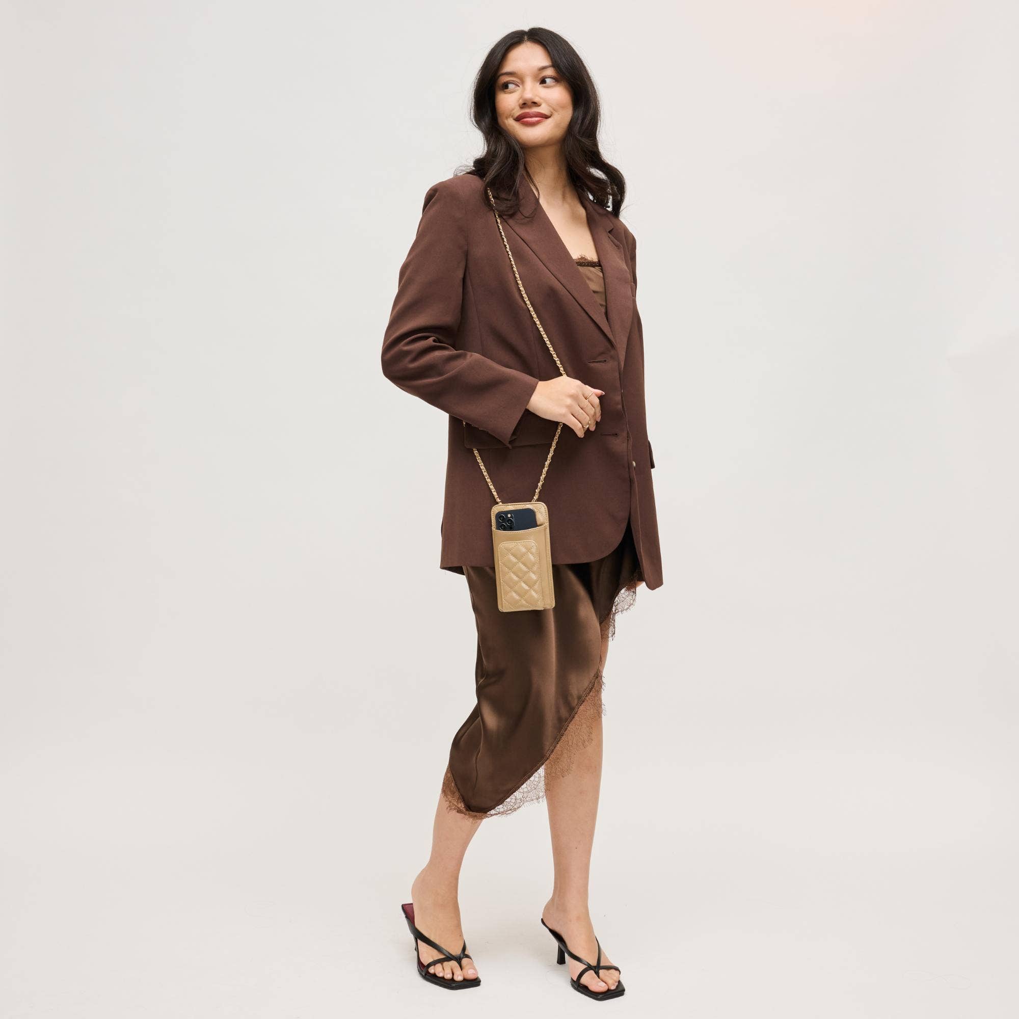 Brianna Cell Phone Crossbody - Polished Natural-Hand In Pocket