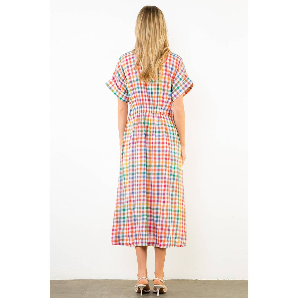 THML Ariel Button Down Midi Dress - Orange-Hand In Pocket