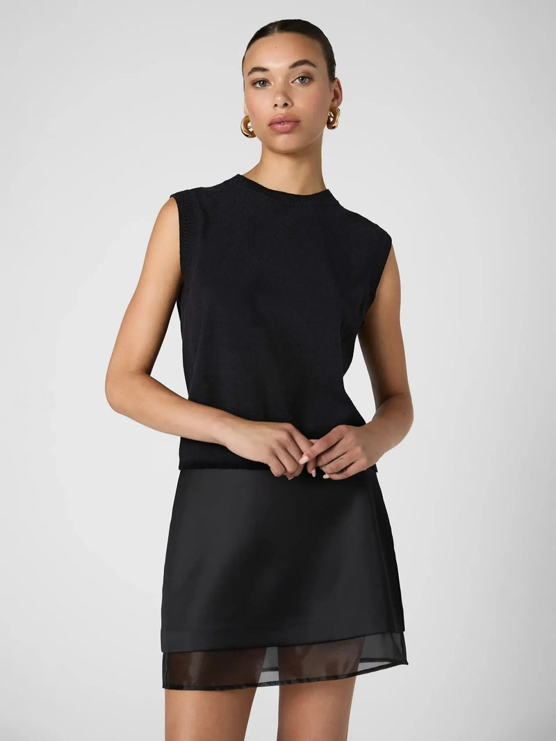 French Connection Cosysoft Sleeveless Vest- Black-Hand In Pocket