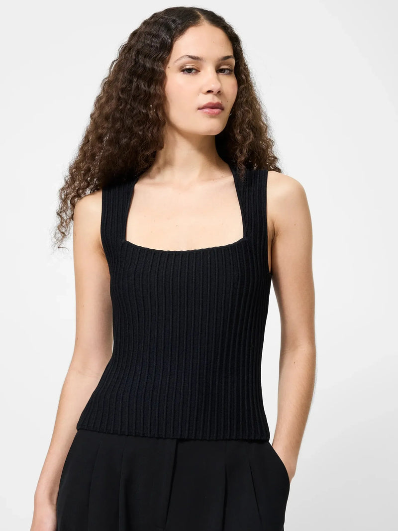 French Connection Ottoman Crinkle Top- Black-Hand In Pocket
