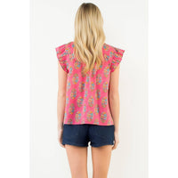 THML Evie Flutter Sleeve Top - Pink-Hand In Pocket
