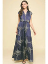 Yumi Tiered Floral Maxi Dress- Navy-Hand In Pocket