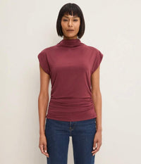 Michael Stars Mina Power Shoulder Top - Port Royale-Hand In Pocket