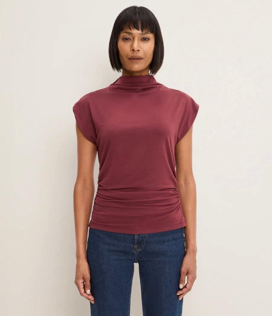 Michael Stars Mina Power Shoulder Top - Port Royale-Hand In Pocket