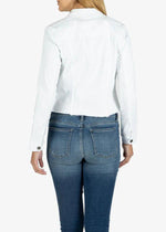 KUT Kara Denim Jacket- Optic White-Hand In Pocket