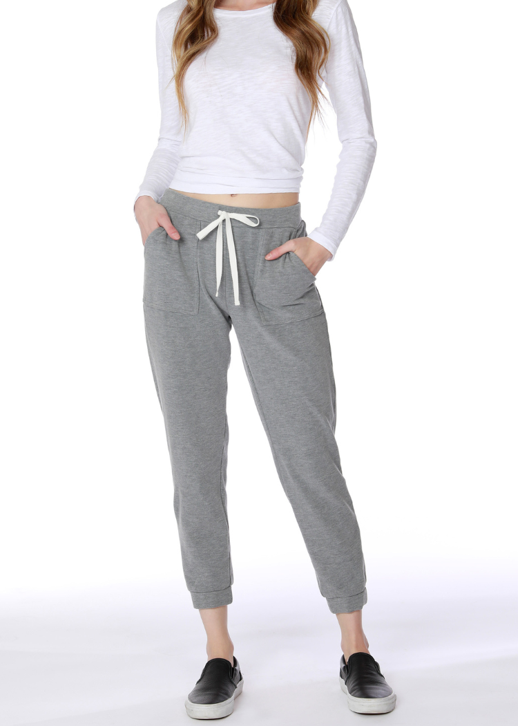 Bobi Sweatpant Jogger - Muted Grey-Hand In Pocket