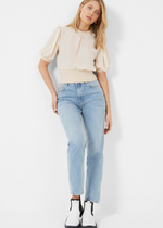 French Connection Jenna Mix Knit Top-Cream-Hand In Pocket