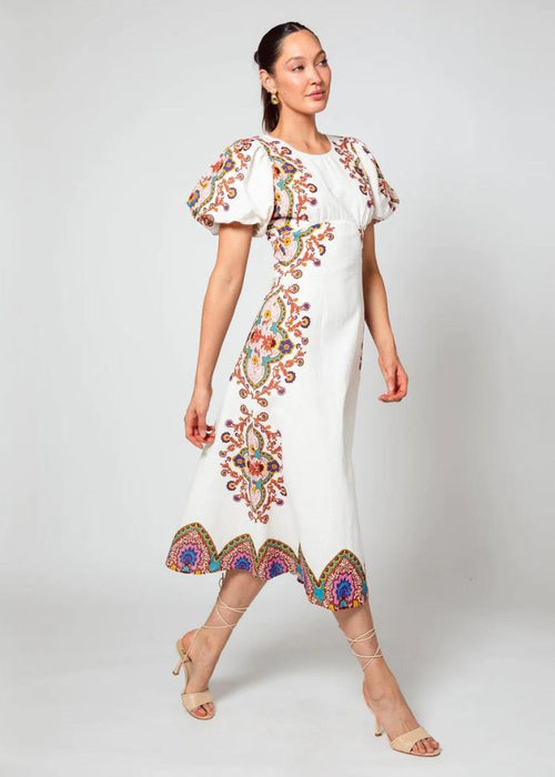 Cleobella Hope Midi Dress-Lagos Print-Hand In Pocket