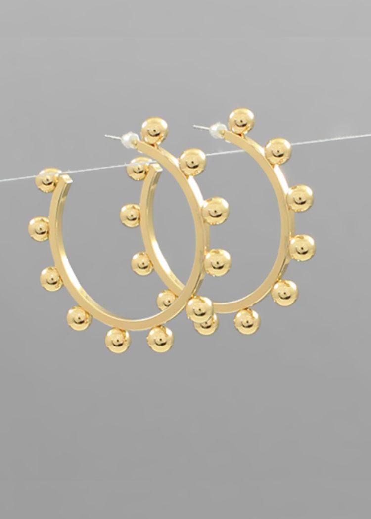 Daniella Studded Hoops - Gold-Hand In Pocket