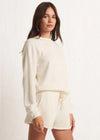 Z Supply Saldana Reverse Fleece Top - Sandstone-Hand In Pocket