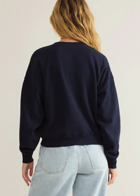 Z Supply First Date Sweatshirt- Eclipse-Hand In Pocket
