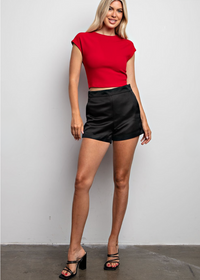 Andrea Satin Shorts - Black ***FINAL SALE***-Hand In Pocket