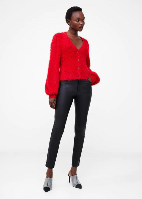 French Connection Meena Fluffy LS Cardigan- Lollipop-Hand In Pocket