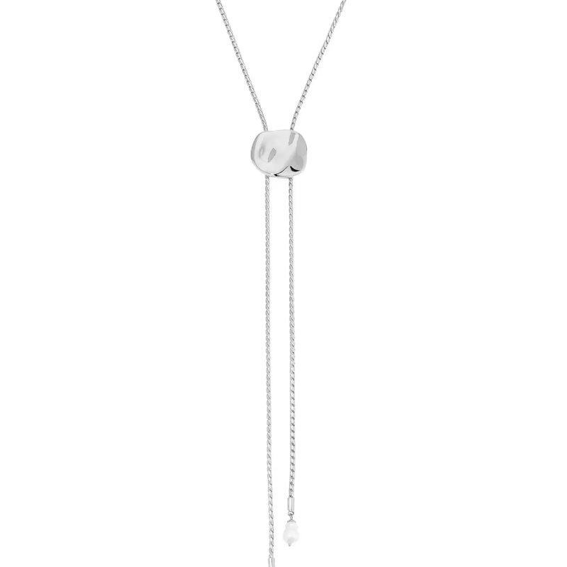 Liquid Luxe Bolo Necklace: Silver Plated / One Size-Hand In Pocket